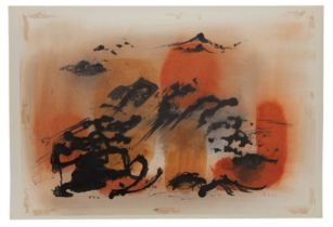 Clarke Hutton,  British 1898-1984 -  Untitled (red and black), 1963;  watercolour and ink on pa...