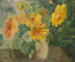 Alfred Wolmark,  British/Polish 1877-1961 -  Still life with flowers;  oil on canvas, signed wi...