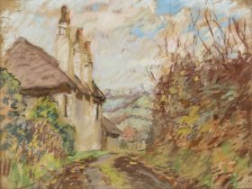 attrib. to Alice Des Clayes,  Scottish/Canadian 1891-1968 -  Country lane;  pastel on paper, 21...
