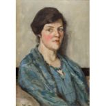 Alasdair Gordon Douglas MacKay,  Scottish active c.1913-1937 -  Portrait of a woman in blue, 191...