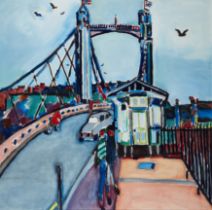 Philip Sutton,  British b.1928 -  The Albert Bridge, 1989;  oil on canvas, signed titled and da...