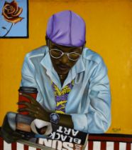 Gobe Joseph,  Nigerian b.1990 -  A New Story Begins, 2022;  oil on canvas, signed and dated low...