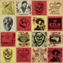 Carrie Reichardt (aka 'The Baroness'),  British b.1966 -  Twelve Mad In Mexico Tiles;  hand col...