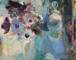 Jean Welz,  Austrian/South African 1900-1975 -  Still life with anemones and a vase, 1956;  oil...