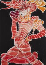 Jo Brocklehurst,  British 1935-2006 -  Queen of Hearts, 2002;  gouache and metallic pigment on ...