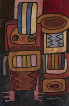 Rufus Ogundele,  Nigerian 1946-1995 -  Untitled, 1995;  oil on board, signed and dated lower ri...