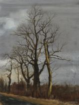 Peter Newcombe,  British b.1943 - Winter trees, 1970;  oil on board, signed and dated lower rig...
