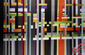 Marcelo Jácome,  Brazilian b. 1980 -  Estirados, 2013;  ribbons on stretcher, signed and dated ...