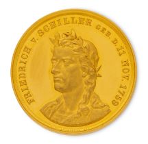 A German commemorative gold medallion for the centenary of the birth of Johann Christoph Friedric...