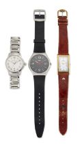 A group of three various wristwatches and bracelet watches Comprising: a Maurice Lacroix stainles...