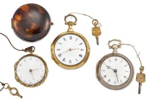 Three pair cased pocket watches Comprising: a gilt metal pair case signed James de la Salle Junio...