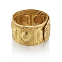 Lalaounis. A band ring, the broad band ring with dome and bead decoration (cut), maker's mark for...