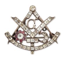 An early 19th century colourless paste Masonic brooch, the brooch closed set with facetted colour...