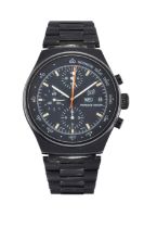 Porsche Design. A black DLC coated stainless steel automatic calendar chronograph bracelet watch ...