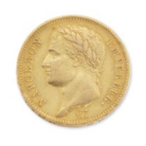 A Napoleon I, gold forty Francs coin, 1811, Laureate head of Napoleon I left; signed DROZ F on ne...