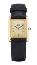 Cartier, Paris. A gold vermeil quartz Tank wristwatch  Must de Cartier 81008, Circa 1990 Quartz m...