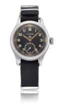 Timor. A rare stainless steel and chrome plated manual wind military issue wristwatch Engraved Ca...