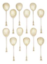 A set of twelve modern seal top spoons  David Tappenden London, 2002 Designed in the style of ...