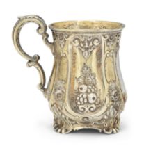 A Victorian silver gilt christening cup Martin, Hall & Co. Sheffield, 1861 The baluster body r...