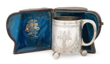 A Victorian silver christening cup Thomas Smily  London, 1876 In fitted retailer's case for Ha...