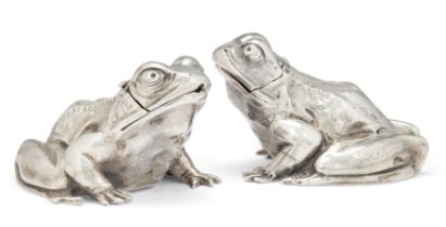 A pair of Victorian silver frog cruets John Septimus Beresford London, 1879 and 1880 Both real...