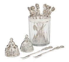 A pair of German figural place card holders  Pforzheim Stamped 800 and DRGM (German registratio...