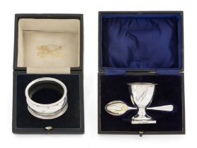 A cased George V silver egg cup and spoon  Patterson & Sons Birmingham 1914 & 1915 In fitted b...