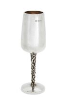 A parcel gilt silver wine goblet  Stuart Devlin London, 1975 The planished body and foot to a ...