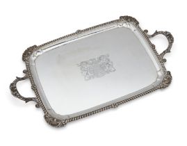 A George IV silver tray engraved with the arms of the Worshipful Society of Apothecaries  Willia...