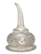 A Regency silver wine funnel John Edward Terry London, 1820  The rounded body repousse decorat...