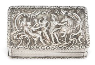 A George IV silver snuff box Joseph Willmore Birmingham, 1827 Of rectangular form, the cover d...