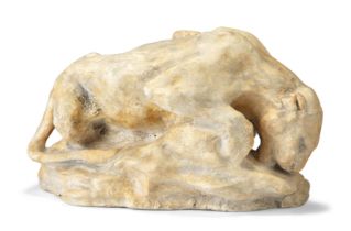 Attributed to John Macallan Swan RA RWS, Scottish, 1847-1910, a plaster maquette of a lioness dri...