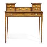 A Victorian satinwood and marquetry bonheur du jour, third quarter 19th century, the superstructu...