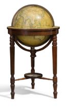 A George IV fifteen inch terrestrial library globe, by J. & W. Newton, with hand-coloured and eng...