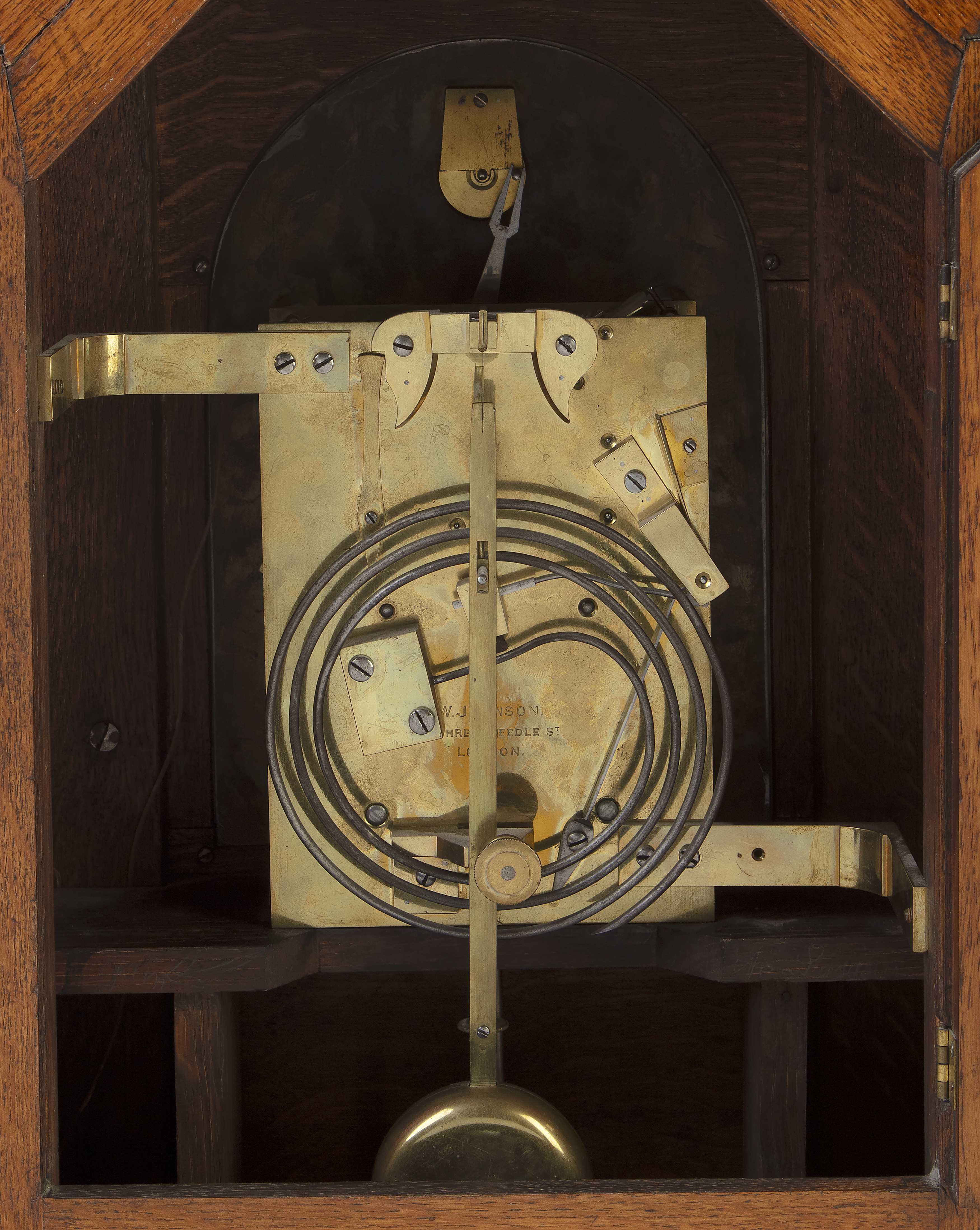 A Victorian Gothic Revival oak bracket clock, by William Johnson, London, third quarter 19th cent... - Image 3 of 3
