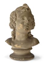 After Bertel Thorvaldsen, Danish, 1770-1844, a painted plaster bust of Cupid, late 19th century, ...