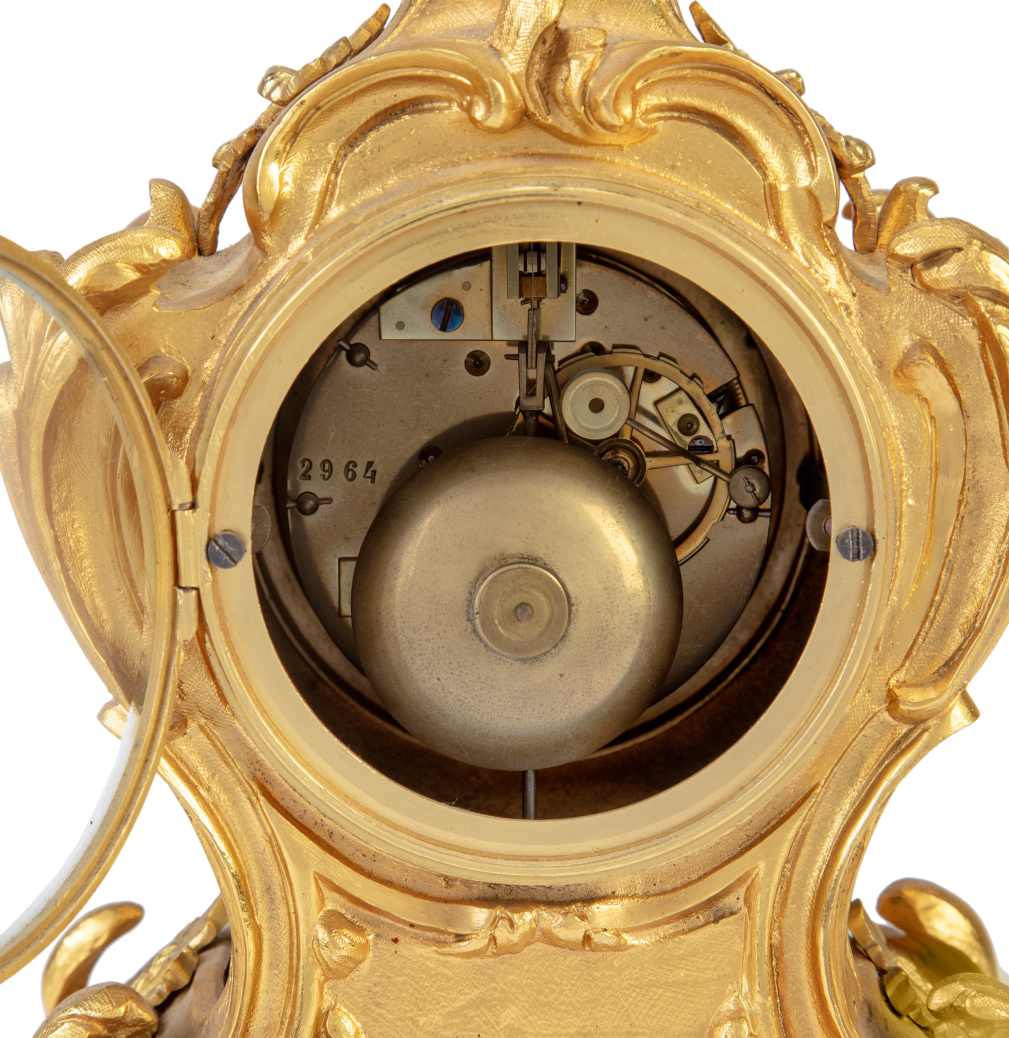 A French Louis XV style gilt-bronze mantel clock, of Louis XV style, late 19th century, the case ... - Image 2 of 2