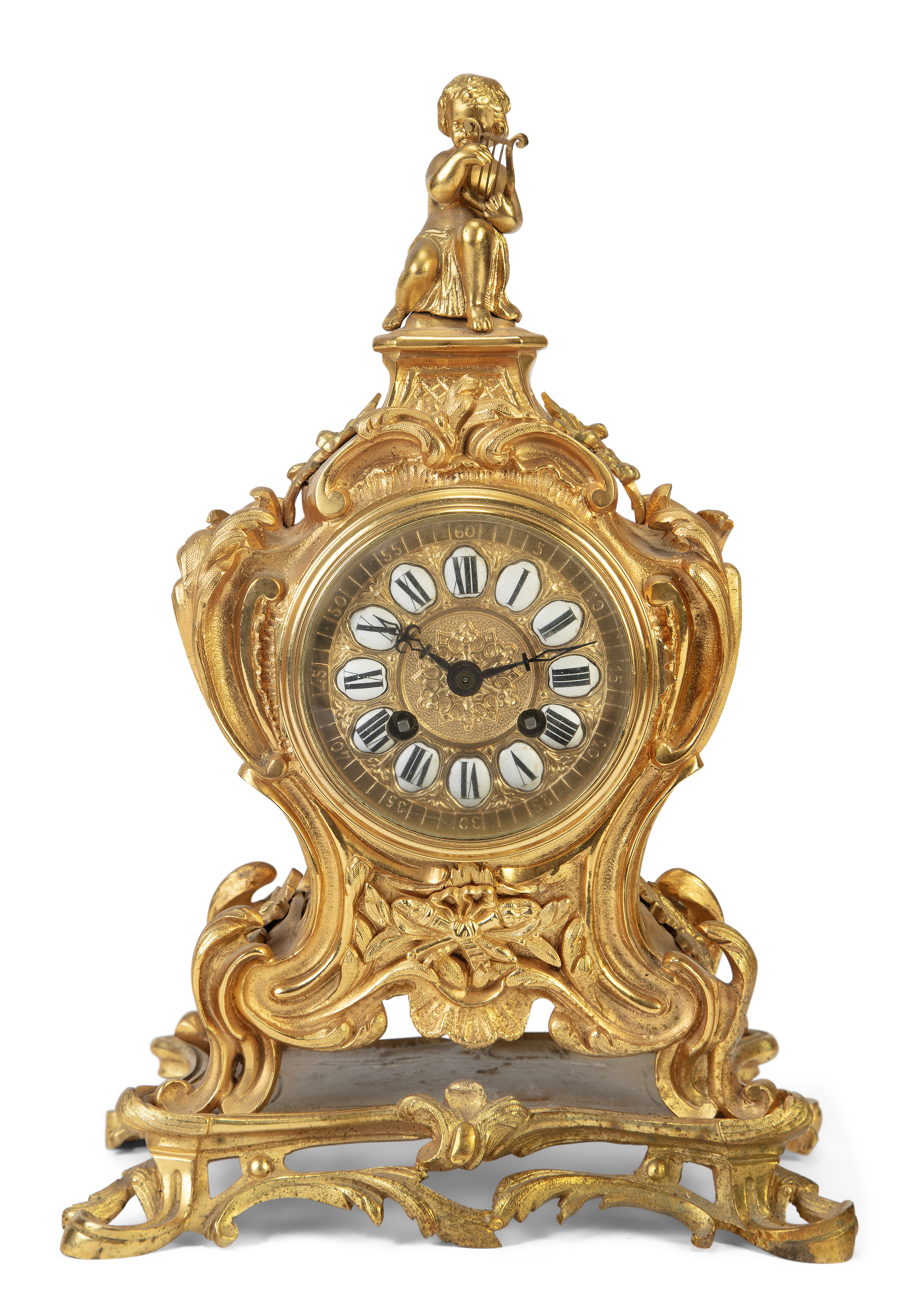 A French Louis XV style gilt-bronze mantel clock, of Louis XV style, late 19th century, the case ...