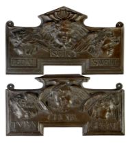 After Henry Alfred Pegram RA, British, 1862-1937, a pair of bronze relief plaques from organ peda...