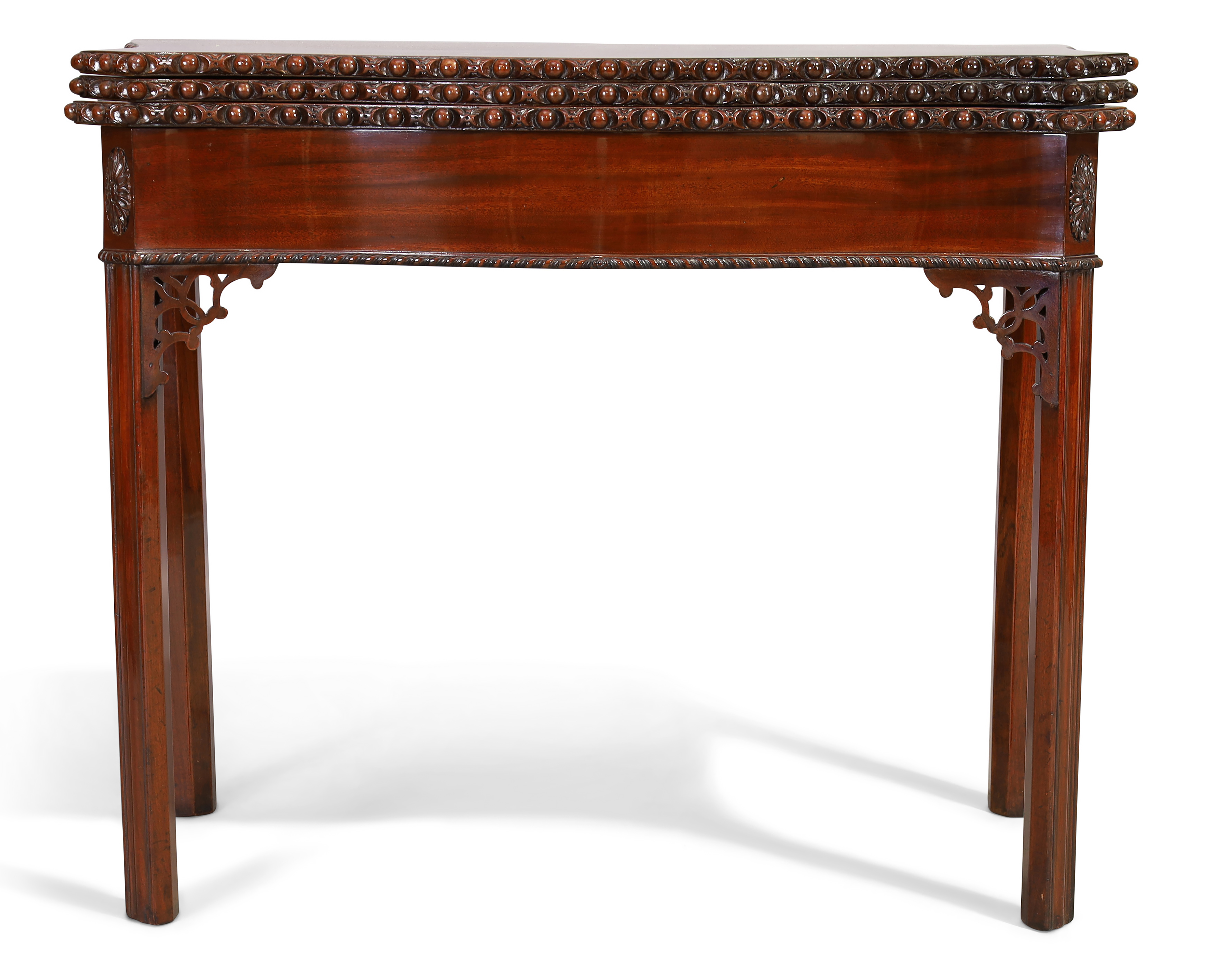 A George II mahogany serpentine front triple fold tea/card table, in the manner of Thomas Chippen... - Image 2 of 6