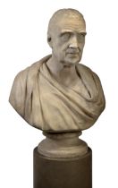 William Behnes, English, 1795-1864, a white marble portrait bust of a gentleman, dated 1831, rest...