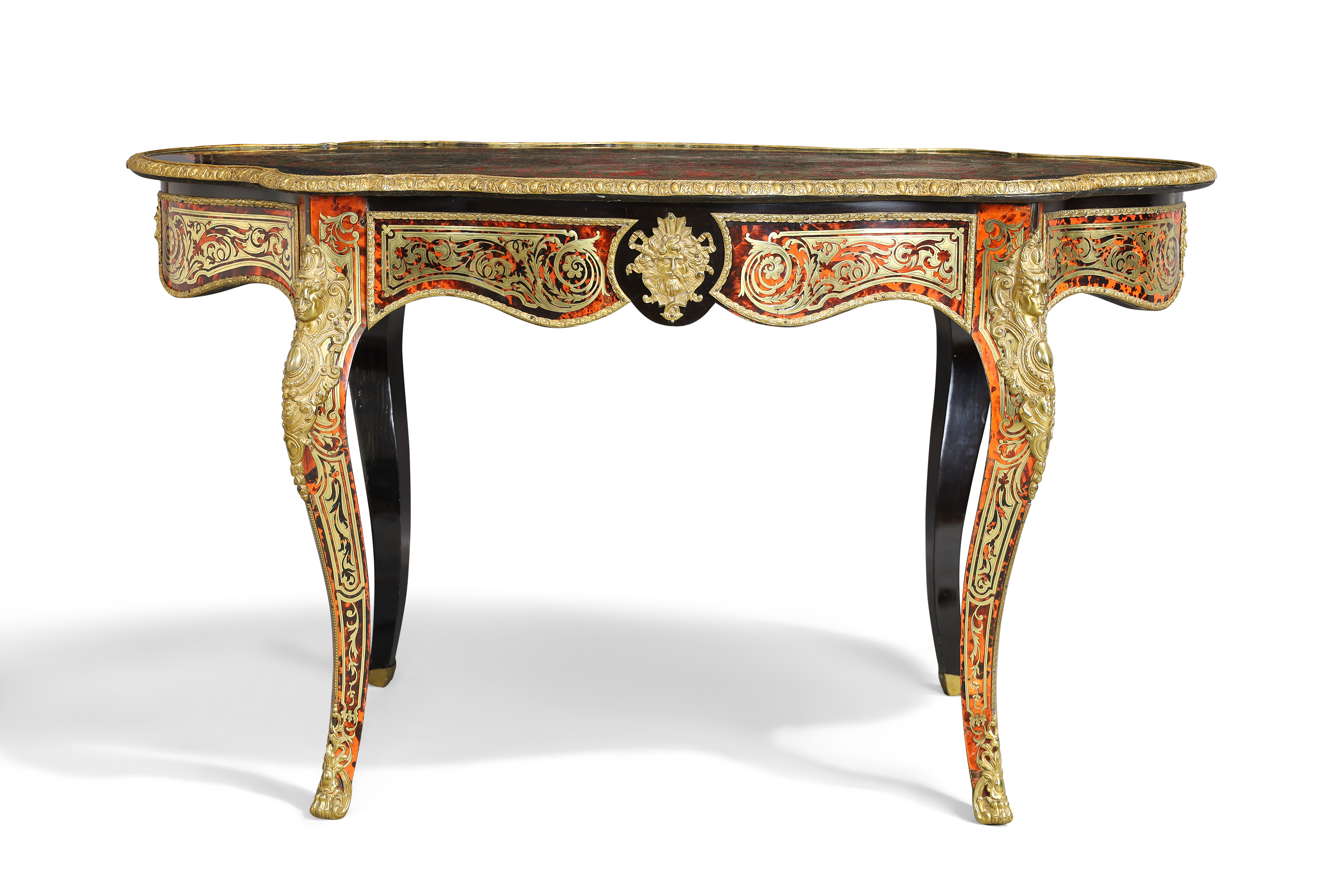 A Napoleon III gilt brass and tortoiseshell 'Boulle' style centre table, third quarter 19th centu... - Image 4 of 5