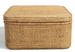 A Ralph Lauren wicker basket, 46cm high, 90cm wide, 90cm deep