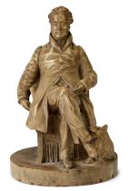 Lucius Gahagan, British, 1798–1866, a painted terracotta model of a seated gentleman, dated 1834,...