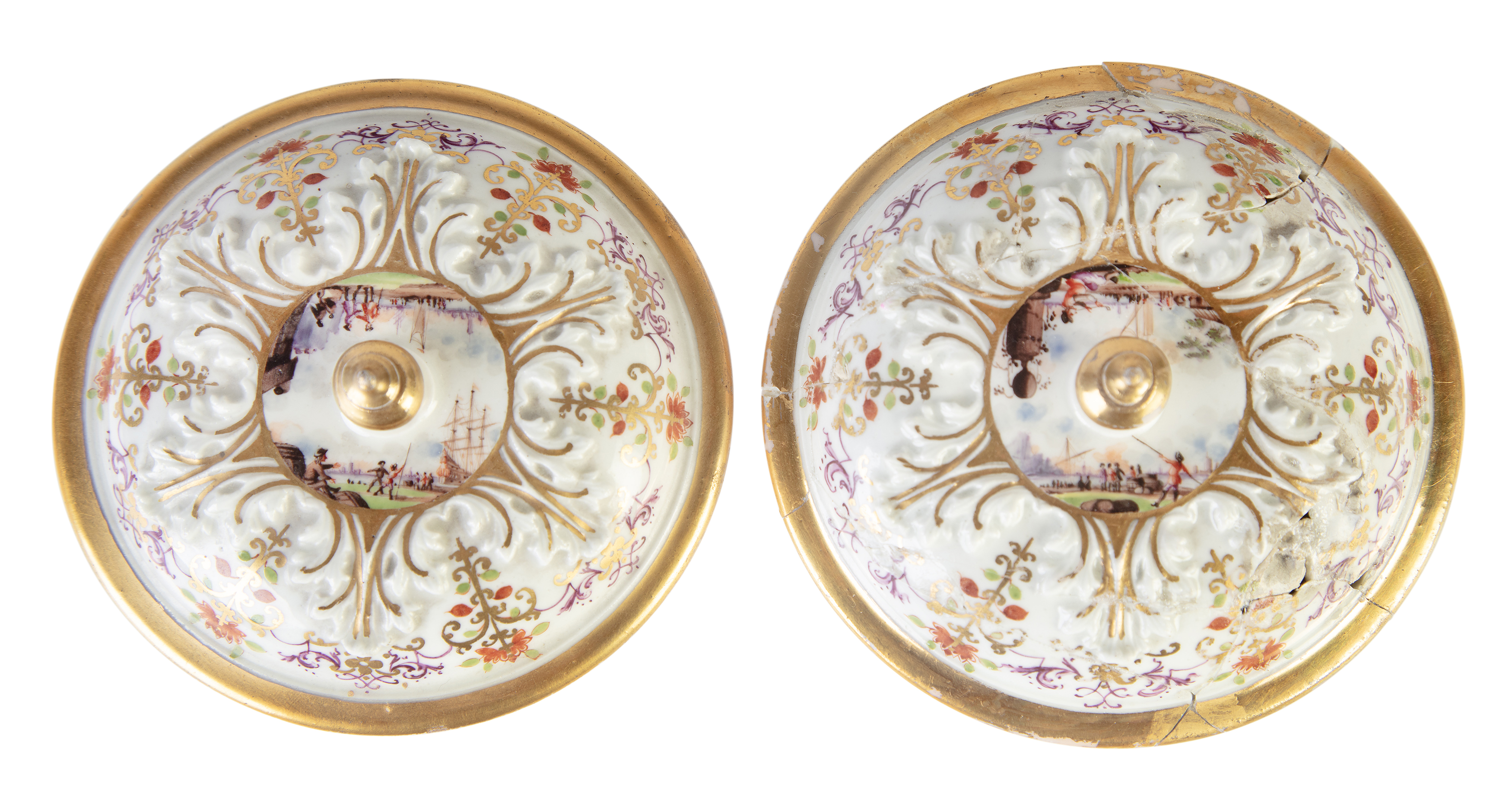 A pair of Meissen porcelain beakers and covers, 19th century, blue crossed swords marks, gilt 1. ... - Image 3 of 5