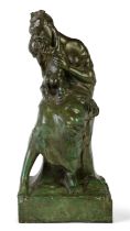 After Elsie March, British, 1884-1974, a bronze figural group of a seated mother and child, with ...