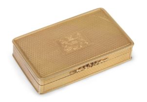 A William IV gold snuff box, by Nathanial Mills, 1836, Birmingham, the engine turned exterior wit...