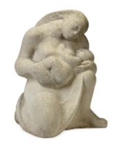 A stone carving of a mother and child, second half 20th century, unsigned, 55cm high  Provenance...