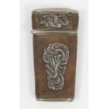 A French silver-plate and shagreen etui, third quarter 18th century, with applied shell and folia...