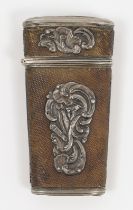 A French silver-plate and shagreen etui, third quarter 18th century, with applied shell and folia...